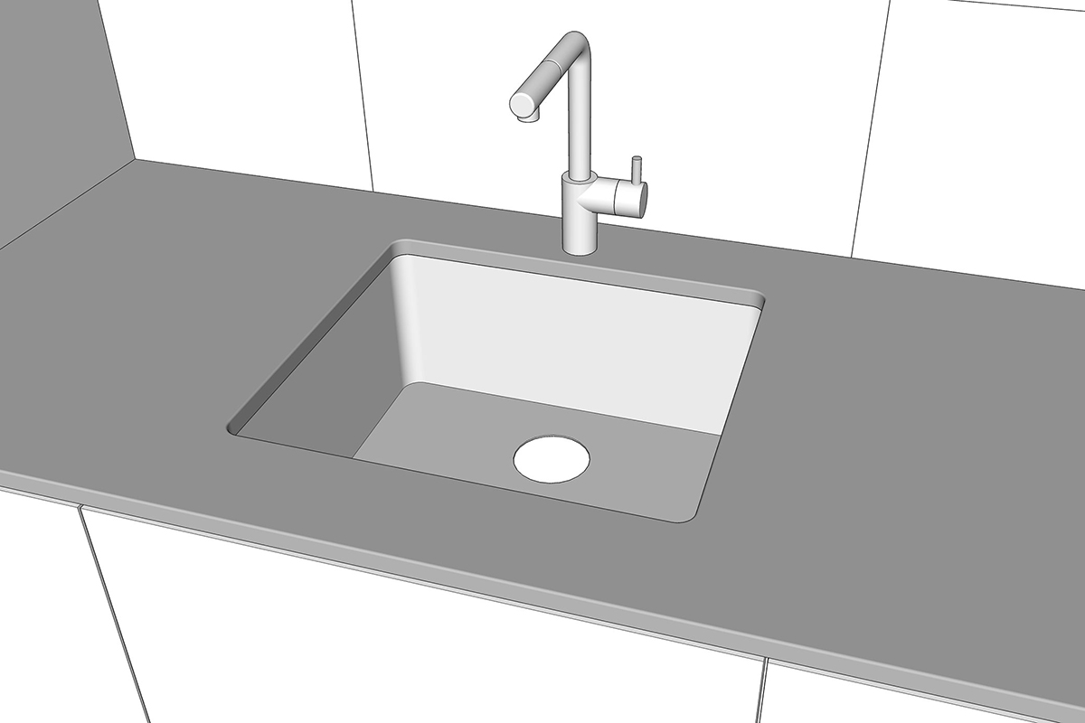 Podgradna sudopera sa slavinom - detalj
